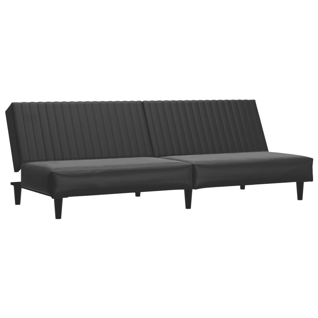 vidaXL Black Faux Leather 2-Seater Sofa Bed/Loveseat, Modern Convertible Couch for Living Room/Guest Room, Easy to Clean, with Foam Filling